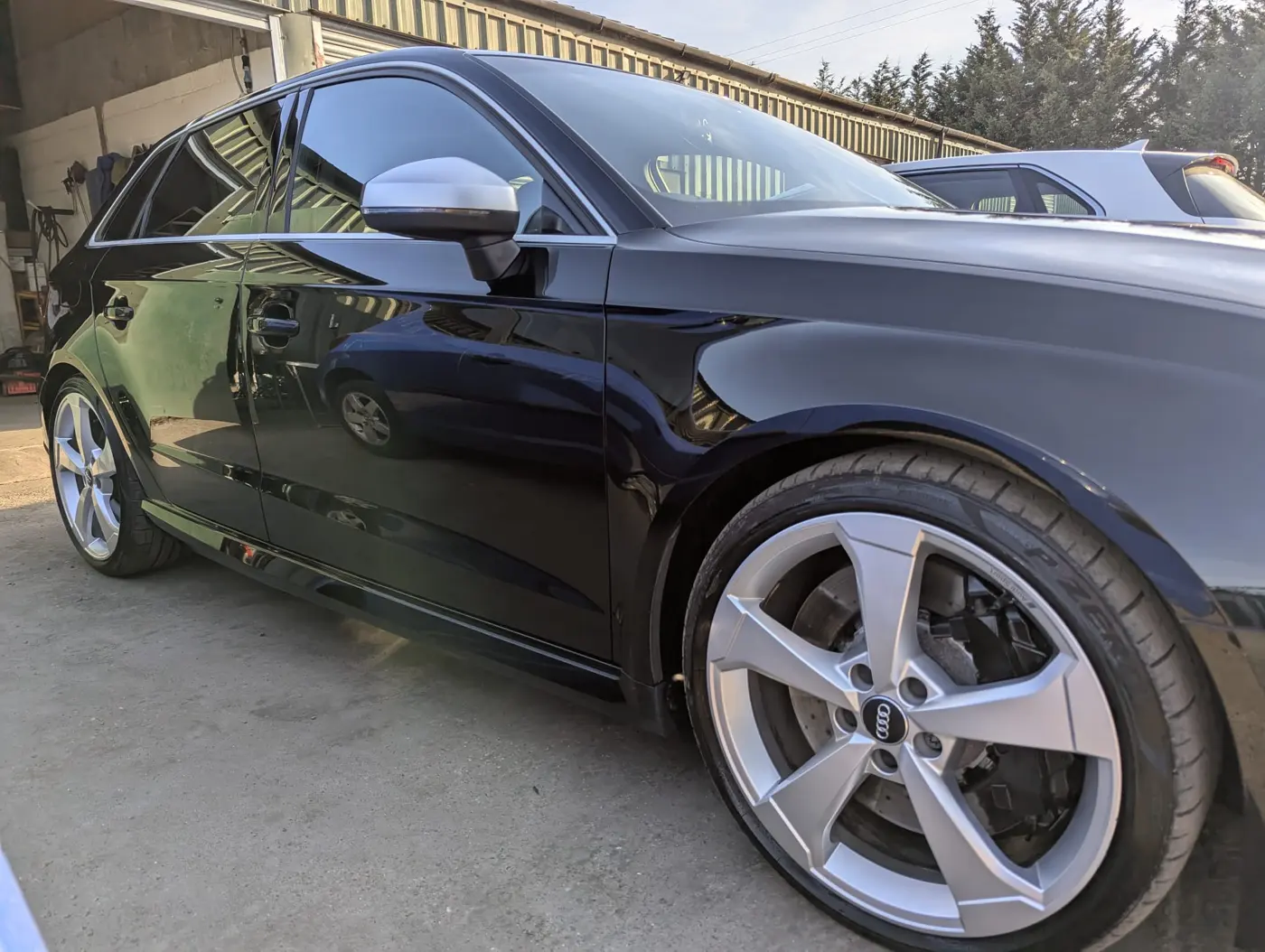 Audi A3 with refurbished wheels refitted at WK Detailing, Stratford-upon-Avon