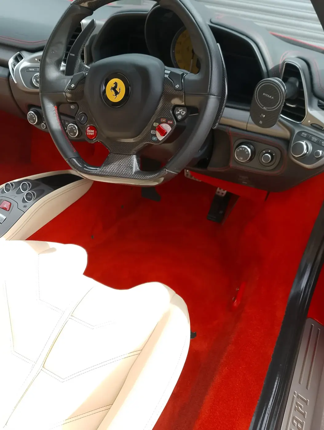 Ferrari cockpit and red carpets cleaned at WK Detailing