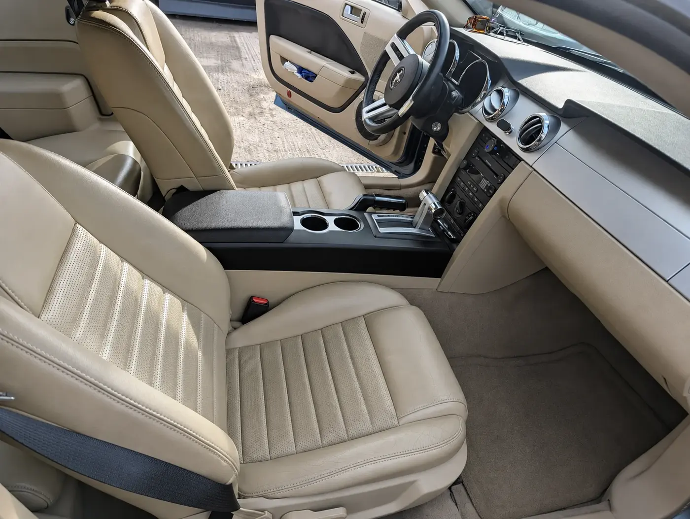 Beige leather interior after detailing in Stratford-upon-Avon