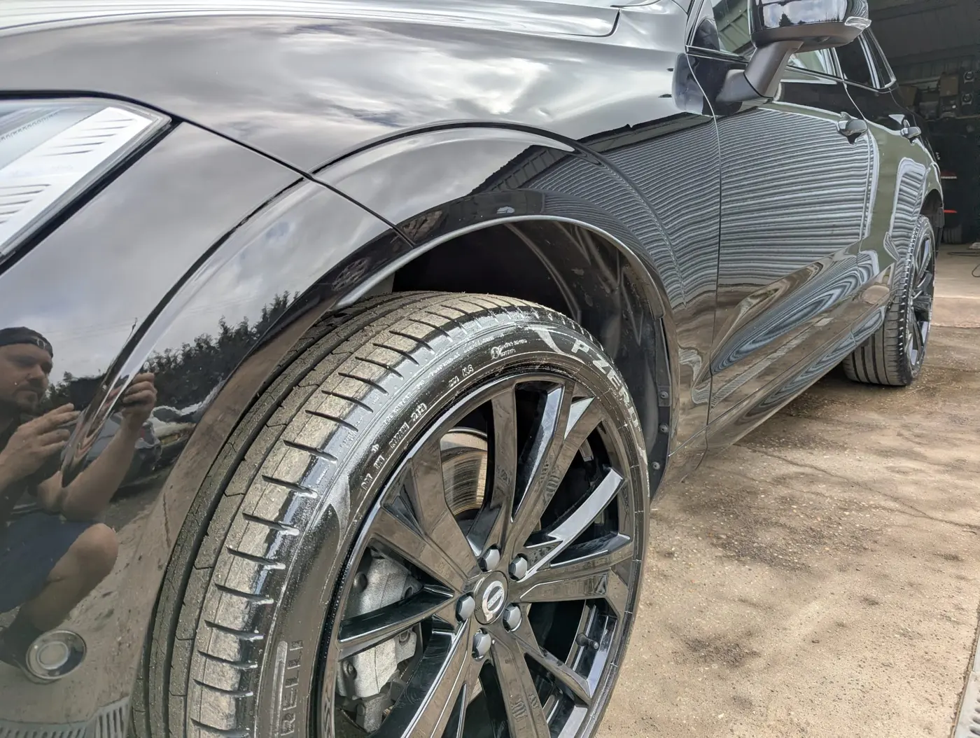 Black alloy wheels with tyres fitted at WK Detailing, Stratford-upon-Avon
