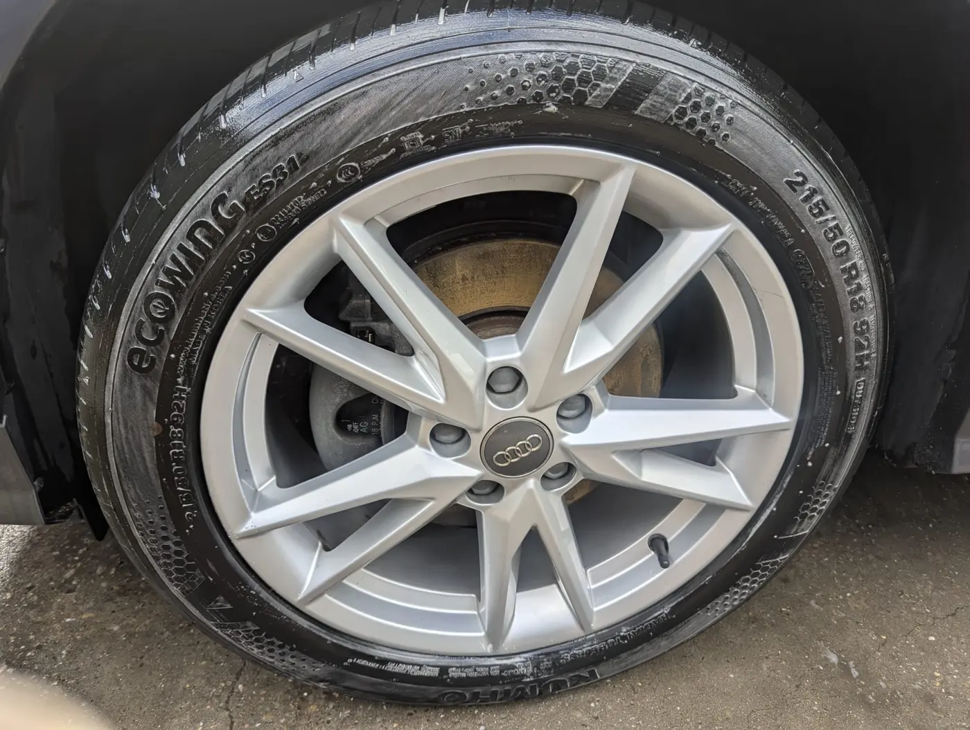 Audi alloy wheel after stripping and refinishing at WK Detailing, Stratford-upon-Avon