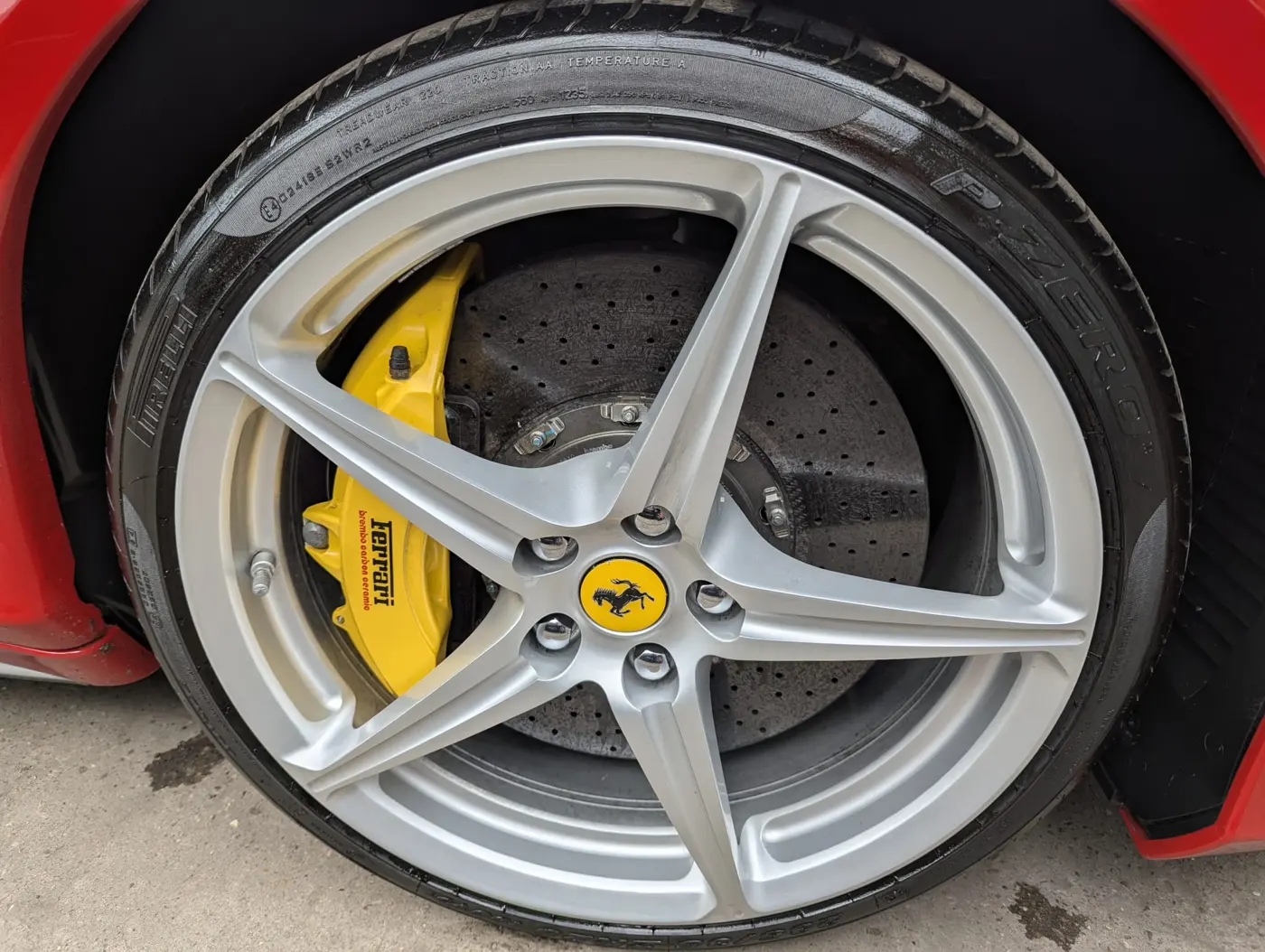 Refurbished Ferrari alloy wheel at WK Detailing, Stratford-upon-Avon